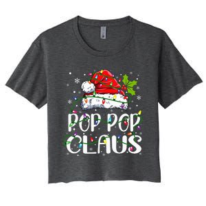 Pop Pop Claus Christmas Lights Pajama Family Matching Women's Crop Top Tee