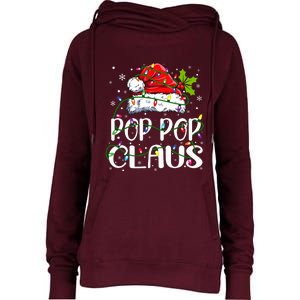 Pop Pop Claus Christmas Lights Pajama Family Matching Womens Funnel Neck Pullover Hood