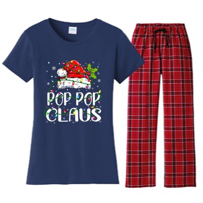 Pop Pop Claus Christmas Lights Pajama Family Matching Women's Flannel Pajama Set