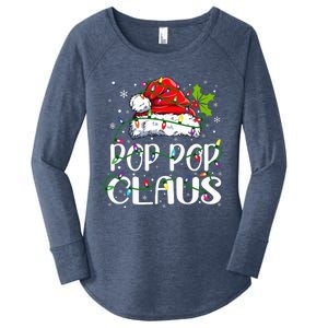 Pop Pop Claus Christmas Lights Pajama Family Matching Women's Perfect Tri Tunic Long Sleeve Shirt