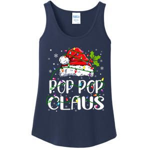 Pop Pop Claus Christmas Lights Pajama Family Matching Ladies Essential Tank