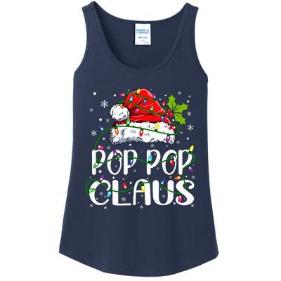 Pop Pop Claus Christmas Lights Pajama Family Matching Ladies Essential Tank