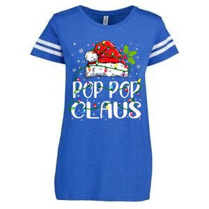 Pop Pop Claus Christmas Lights Pajama Family Matching Enza Ladies Jersey Football T-Shirt