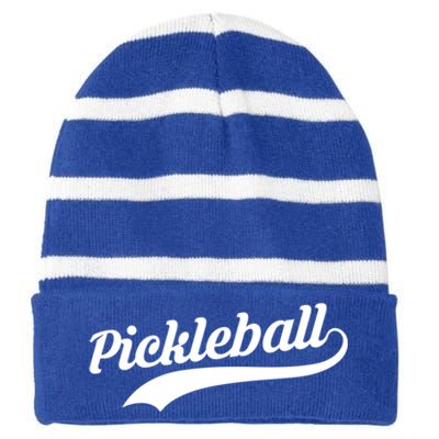 Pickleball Player Cute Gift Striped Beanie with Solid Band