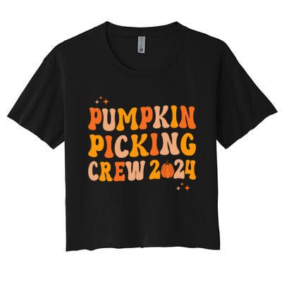 Pumpkin Picking Crew 2024 Family Matching Autumn Halloween Women's Crop Top Tee