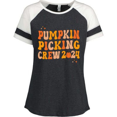 Pumpkin Picking Crew 2024 Family Matching Autumn Halloween Enza Ladies Jersey Colorblock Tee