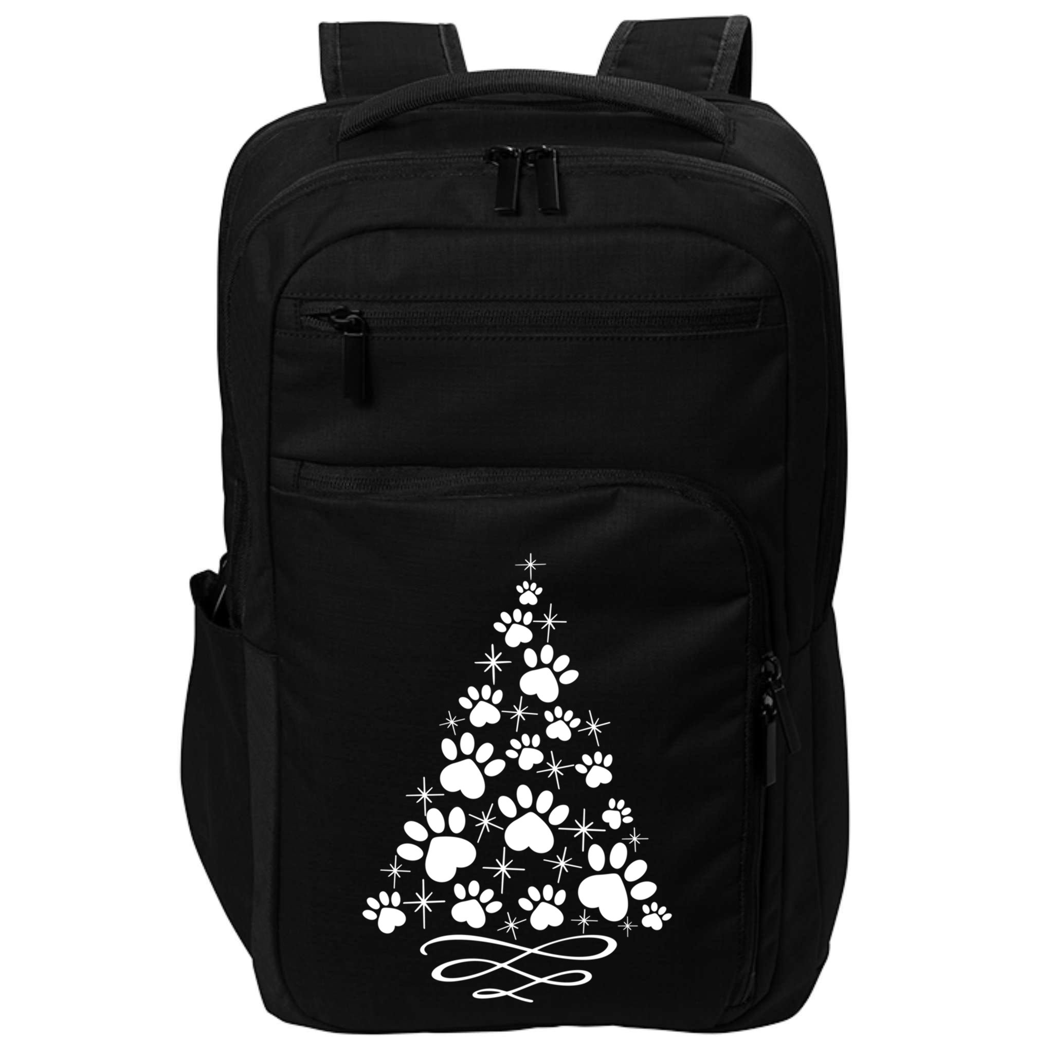 Paw Print Christmas Tree Holiday Gift Impact Tech Backpack