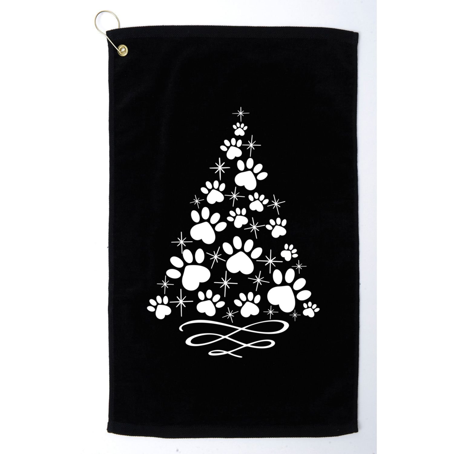 Paw Print Christmas Tree Holiday Gift Golf Towel