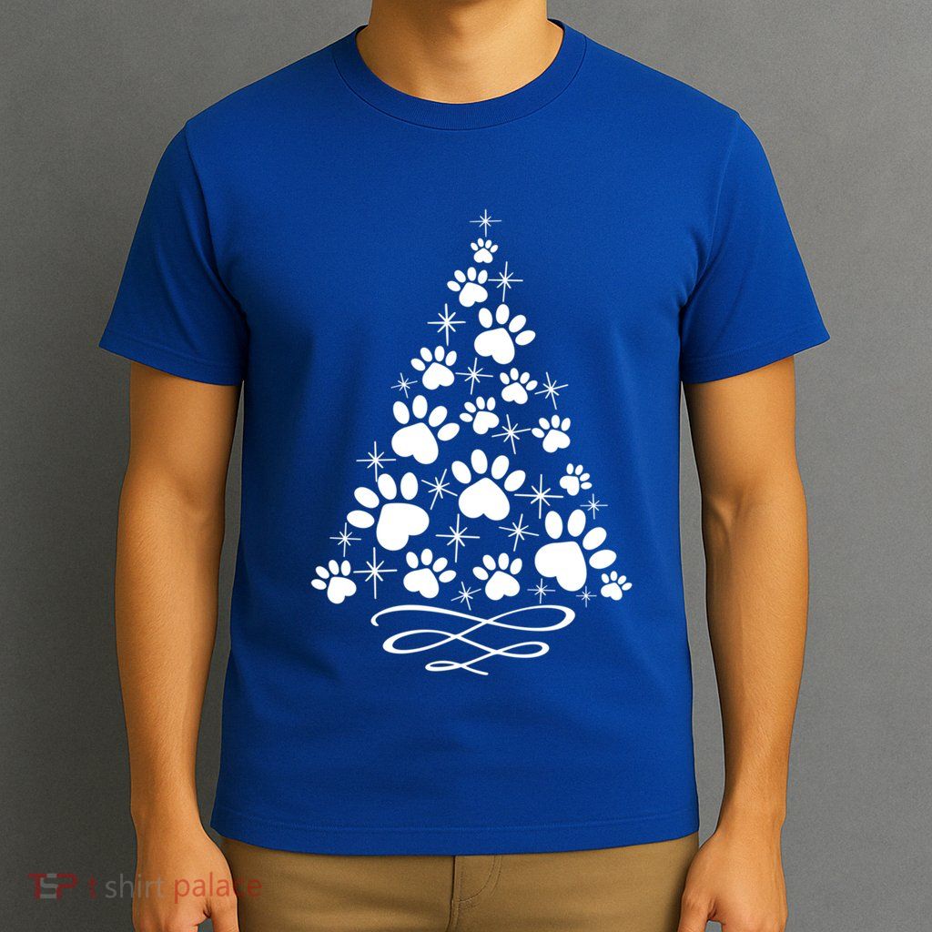 Paw Print Christmas Tree Holiday Gift T-Shirt