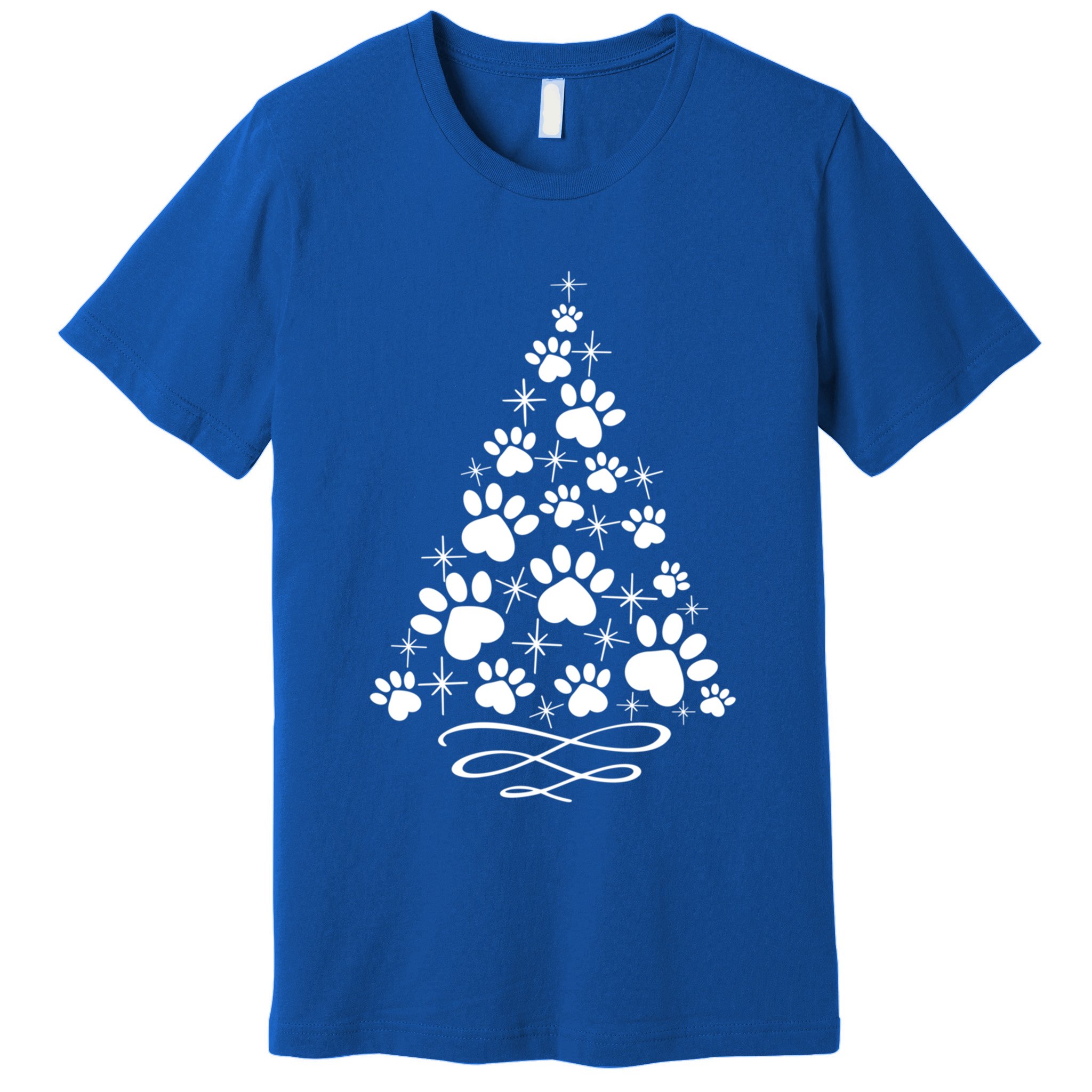 Paw Print Christmas Tree Holiday Gift Premium T-Shirt