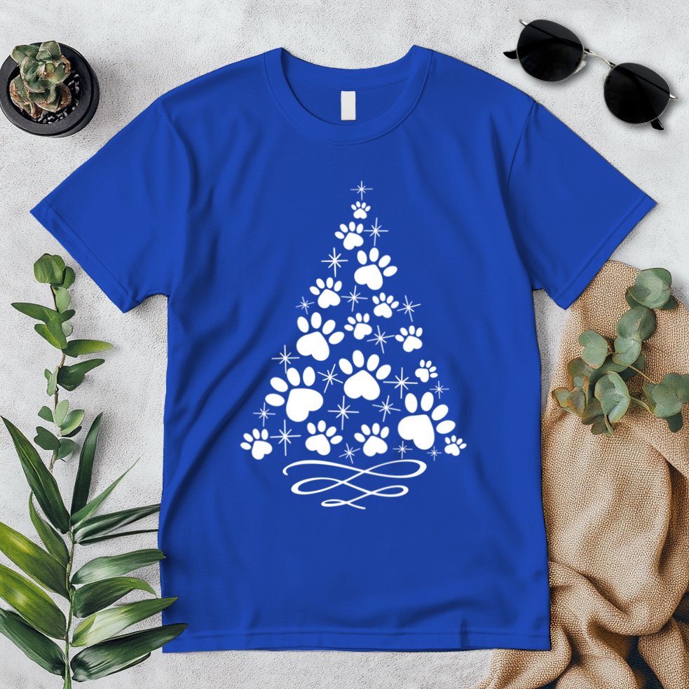 Paw Print Christmas Tree Holiday Gift Premium T-Shirt