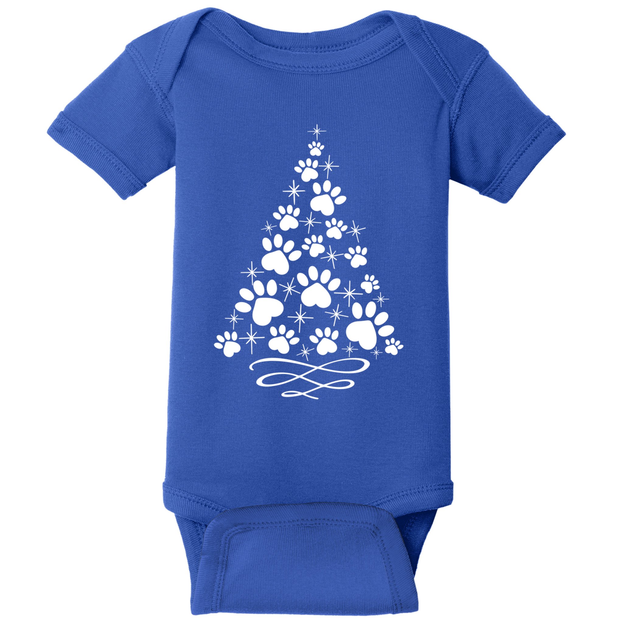 Paw Print Christmas Tree Holiday Gift Baby Bodysuit