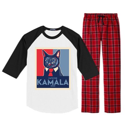 Politically Purrfect Cats For Kamala Harris 2024 President Madam President 2024 Raglan Sleeve Pajama Set