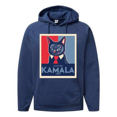 Politically Purrfect Cats For Kamala Harris 2024 President Madam President 2024 Performance Fleece Hoodie