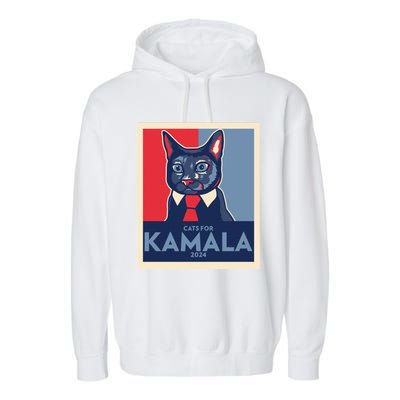 Politically Purrfect Cats For Kamala Harris 2024 President Madam President 2024 Garment-Dyed Fleece Hoodie