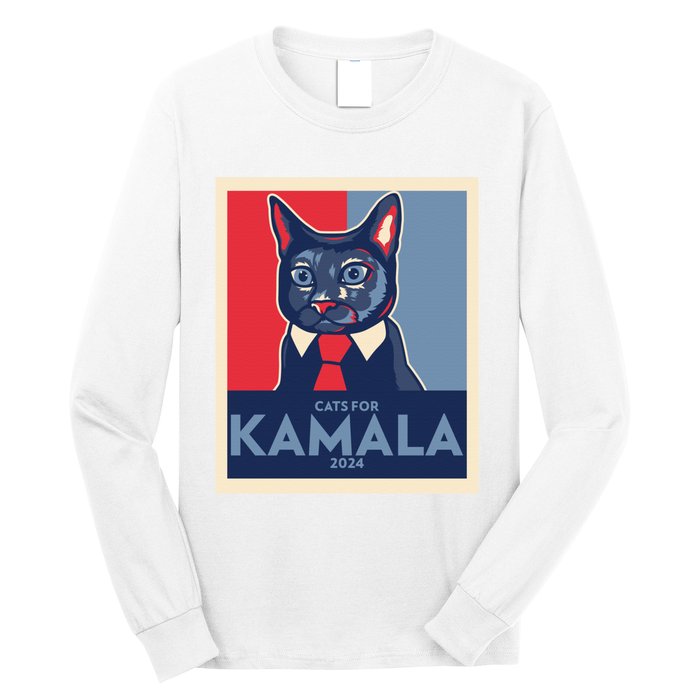 Politically Purrfect Cats For Kamala Harris 2024 President Madam President 2024 Long Sleeve Shirt