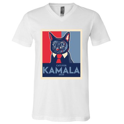 Politically Purrfect Cats For Kamala Harris 2024 President Madam President 2024 V-Neck T-Shirt