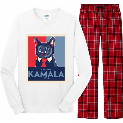 Politically Purrfect Cats For Kamala Harris 2024 President Madam President 2024 Long Sleeve Pajama Set