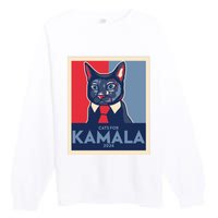 Politically Purrfect Cats For Kamala Harris 2024 President Madam President 2024 Premium Crewneck Sweatshirt