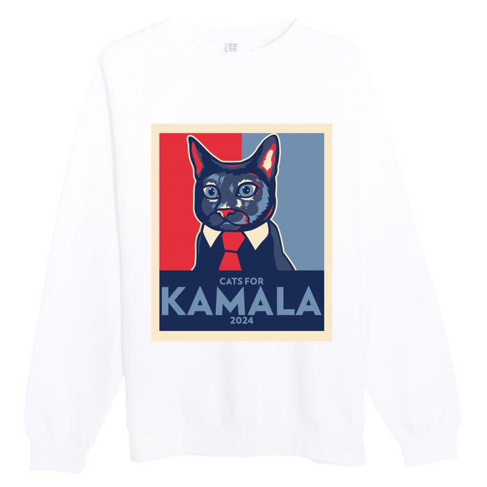 Politically Purrfect Cats For Kamala Harris 2024 President Madam President 2024 Premium Crewneck Sweatshirt