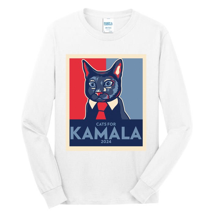 Politically Purrfect Cats For Kamala Harris 2024 President Madam President 2024 Tall Long Sleeve T-Shirt