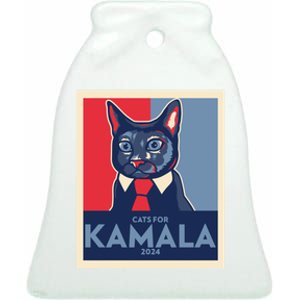 Politically Purrfect Cats For Kamala Harris 2024 President Madam President 2024 Ceramic Bell Ornament