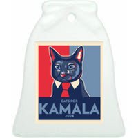 Politically Purrfect Cats For Kamala Harris 2024 President Madam President 2024 Ceramic Bell Ornament