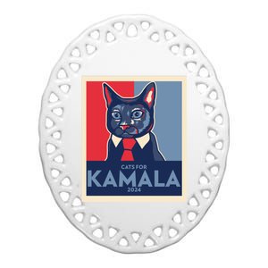 Politically Purrfect Cats For Kamala Harris 2024 President Madam President 2024 Ceramic Oval Ornament