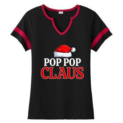 Pop Pop Claus Christmas Pajama Matching Family Santa Xmas Gift Ladies Halftime Notch Neck Tee