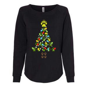 Paw Print Christmas Tree Xmas Lights Holiday Dog Lover Gift Womens California Wash Sweatshirt