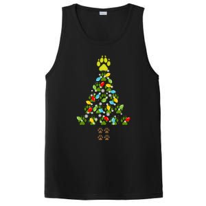 Paw Print Christmas Tree Xmas Lights Holiday Dog Lover Gift PosiCharge Competitor Tank