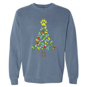 Paw Print Christmas Tree Xmas Lights Holiday Dog Lover Gift Garment-Dyed Sweatshirt