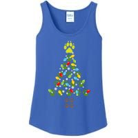 Paw Print Christmas Tree Xmas Lights Holiday Dog Lover Gift Ladies Essential Tank