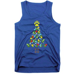 Paw Print Christmas Tree Xmas Lights Holiday Dog Lover Gift Tank Top