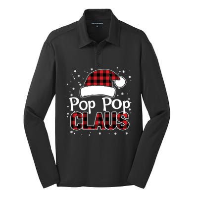 Pop Pop Claus Christmas Santa Hat Buffalo Matching Family Gift Silk Touch Performance Long Sleeve Polo