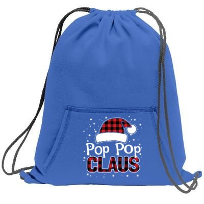 Pop Pop Claus Christmas Santa Hat Buffalo Matching Family Gift Sweatshirt Cinch Pack Bag