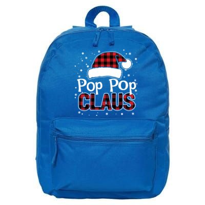 Pop Pop Claus Christmas Santa Hat Buffalo Matching Family Gift 16 in Basic Backpack