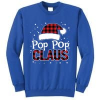 Pop Pop Claus Christmas Santa Hat Buffalo Matching Family Gift Tall Sweatshirt