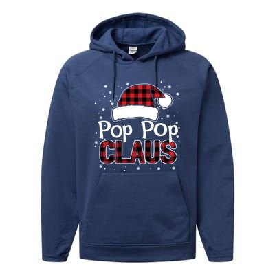 Pop Pop Claus Christmas Santa Hat Buffalo Matching Family Gift Performance Fleece Hoodie