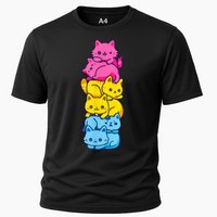 Pansexual Pride Cat LGBT Pan Flag Nonbinary Cute Cats Pile Cooling Performance Crew T-Shirt