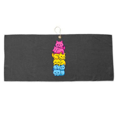 Pansexual Pride Cat LGBT Pan Flag Nonbinary Cute Cats Pile Large Microfiber Waffle Golf Towel