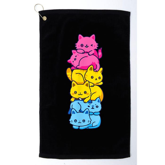 Pansexual Pride Cat LGBT Pan Flag Nonbinary Cute Cats Pile Golf Towel