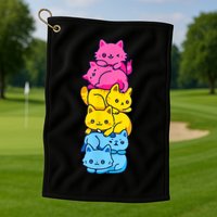 Pansexual Pride Cat LGBT Pan Flag Nonbinary Cute Cats Pile Golf Towel