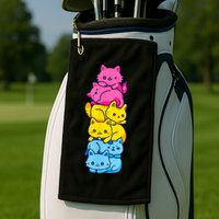 Pansexual Pride Cat LGBT Pan Flag Nonbinary Cute Cats Pile Golf Towel