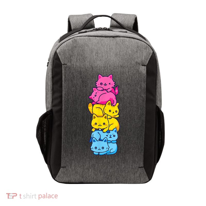 Pansexual Pride Cat LGBT Pan Flag Nonbinary Cute Cats Pile Vector Backpack