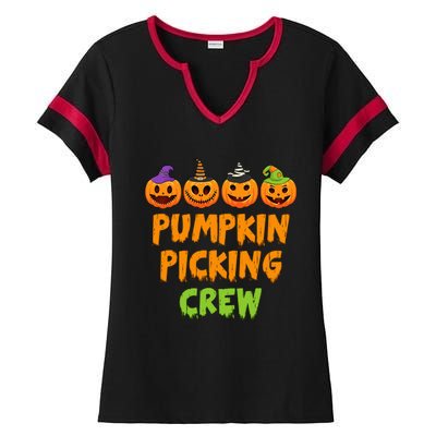 Pumpkin Picking Crew Halloween Ladies Halftime Notch Neck Tee