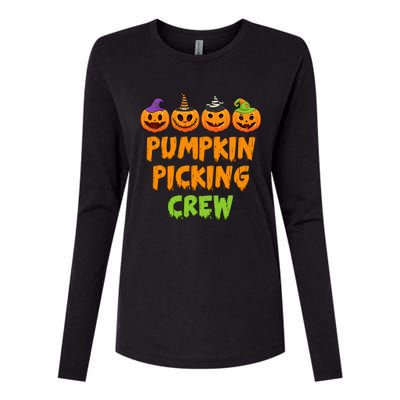 Pumpkin Picking Crew Halloween Womens Cotton Relaxed Long Sleeve T-Shirt