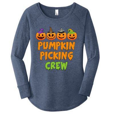 Pumpkin Picking Crew Halloween Women's Perfect Tri Tunic Long Sleeve Shirt