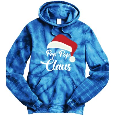 Pop Pop Claus Christmas Santa Hat Grandpa Gift Tie Dye Hoodie