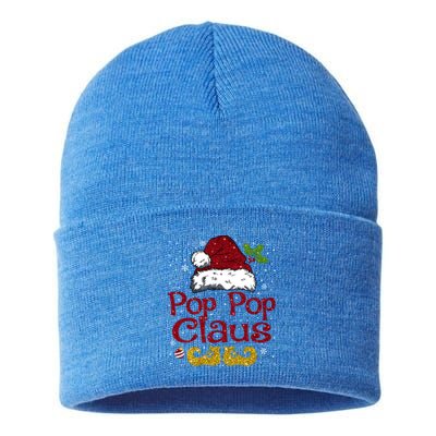 Pop Pop Claus Matching Family Christmas Santa Hat Xmas Gift Sustainable Knit Beanie